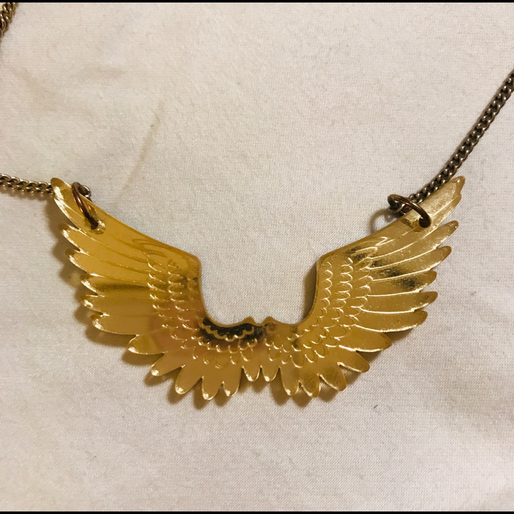 Tatty Devine Gold Mirrored Angel Wings Necklace